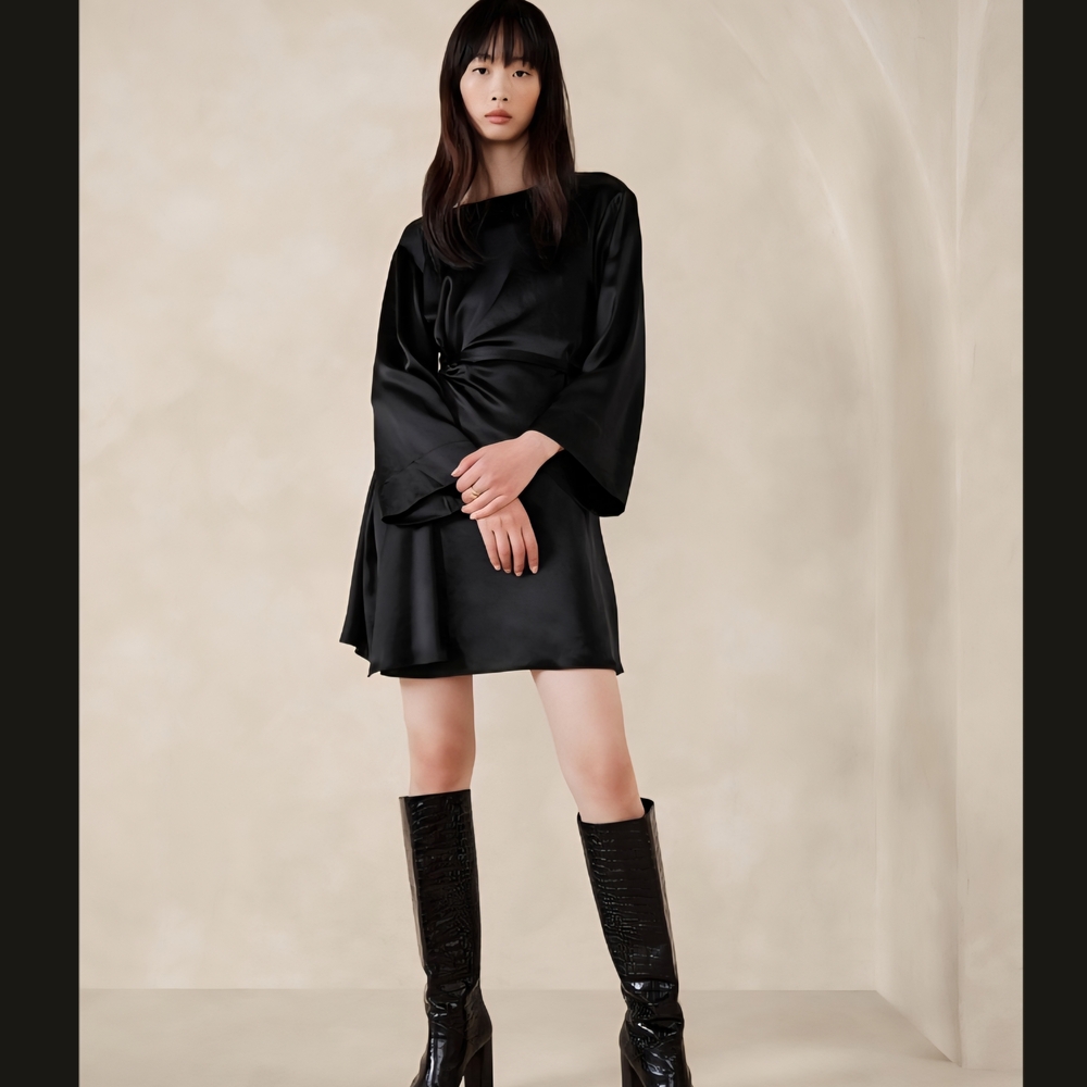 Banana Republic Factory Black Long Sleeve Dress